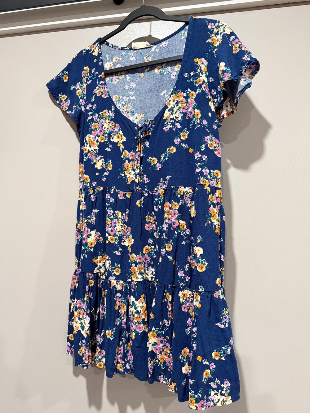Altr’d State Navy Floral Tiered Babydoll Dress